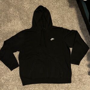 Nike Men's Black Hoodie with White Logo